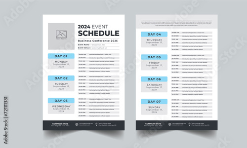 Event Schedule layout design template with unique design style concept photo