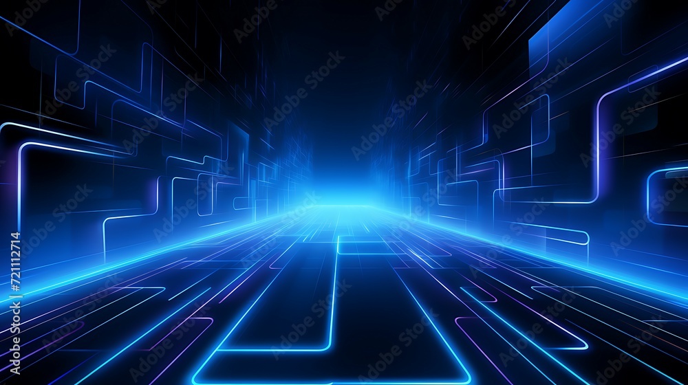 Abstract futuristic background with hexagons and blue neon lights. 3d rendering, 3D rendering of abstract hexagon background Abstract futuristic background with hexagons and blue neon lights. 3d rendering, 3D rendering of abstract hexagon background