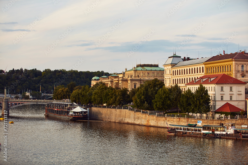 View of Vltava river in Prague, capital of Czech republic.