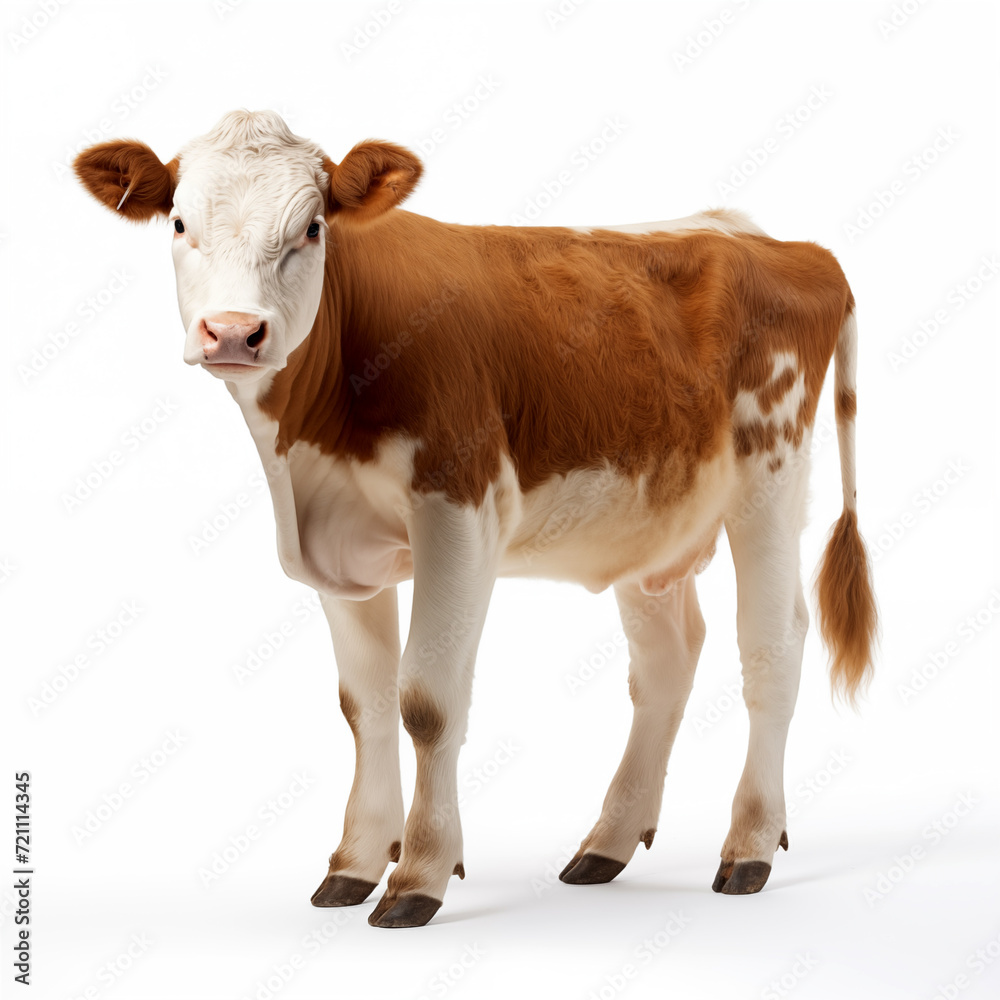 Young Cow isolated on white background.