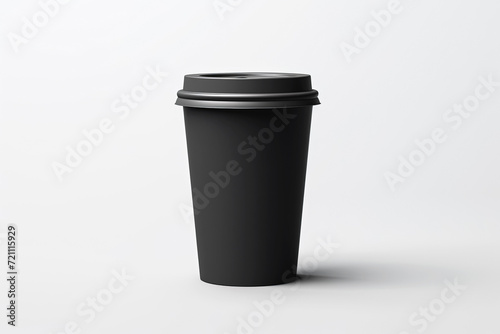 Black paper coffee cup on white background. Generative Ai