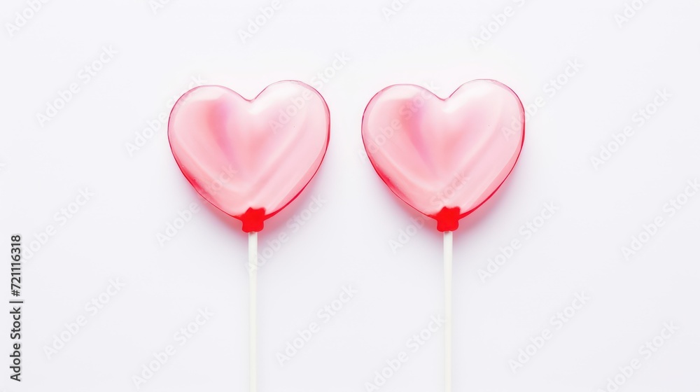 heart-shaped lollipops on a white background