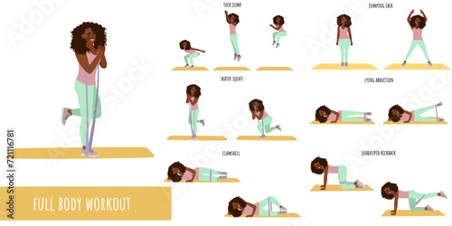 Healthy woman doing full body workout