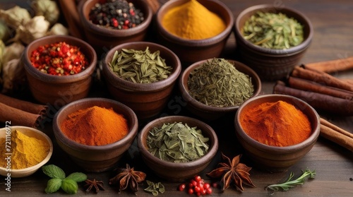 Seamless texture with spices and herbs