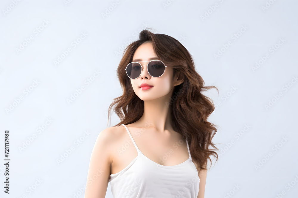 portrait of an asian woman with sunglasses portrait of an asian woman with sunglasses