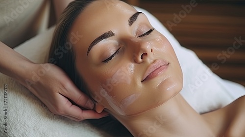 woman face doing massage and spa with bohemian style and use pastel color 