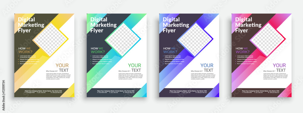 digital marketing poster flyer pamphlet brochure cover design layout space for photo background, vector illustration template in A4 size