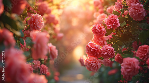 Pink flowers and sunlight