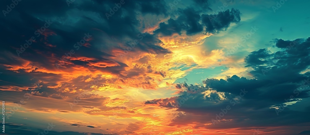 Dusky clouds paint the sky in shades of sunset