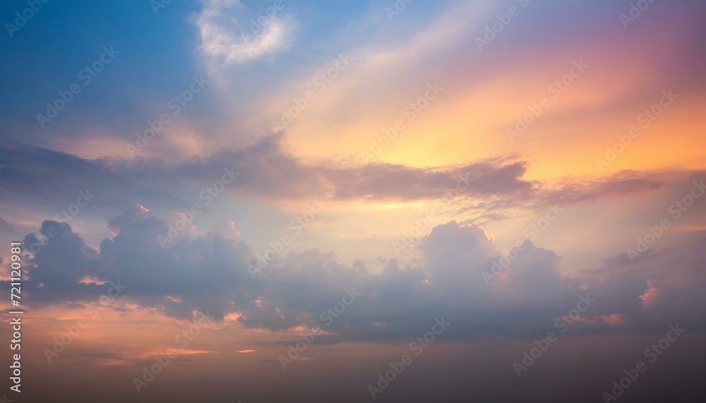 sunset over the clouds national 3d render, abstract fantasy background of colorful sky with neon clouds