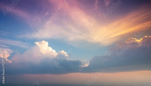 sunset sky with clouds 3d render, abstract fantasy background of colorful sky with neon clouds © Bilawl