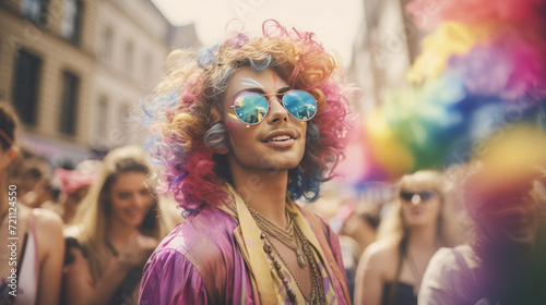 People celebrating gay pride festival - LGBTQ community concept