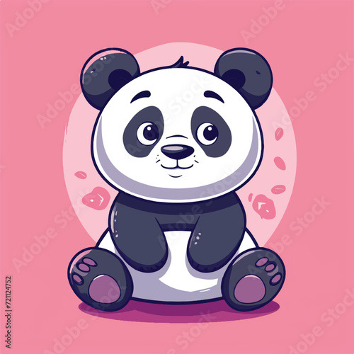 Fototapeta Naklejka Na Ścianę i Meble -  Cute Panda Shy cartoon vector illustration