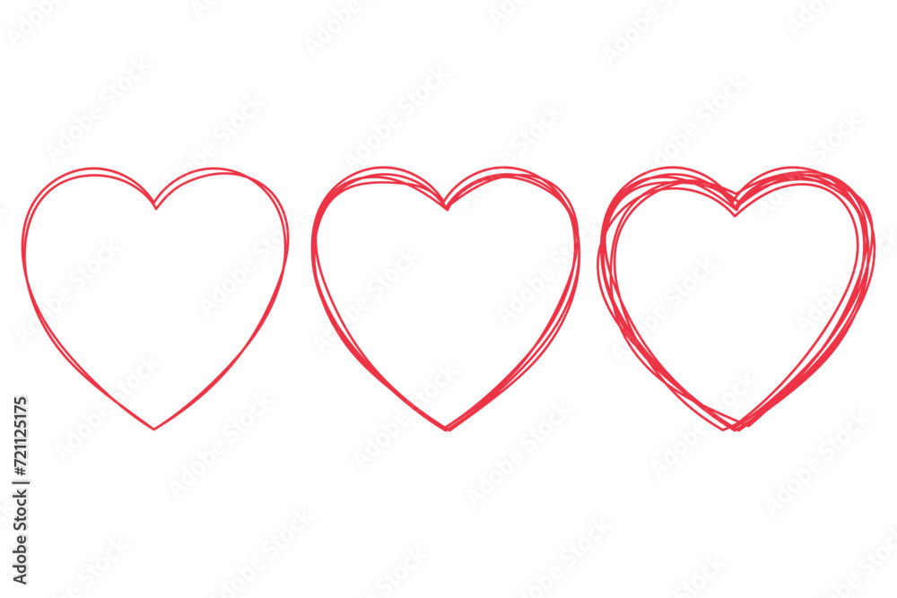 Heart doodles set of three