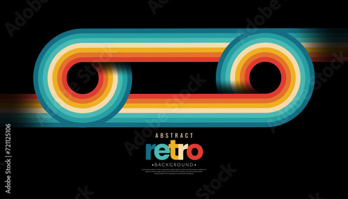 Abstract minimalist retro background with colorful lines. Retro sunset art bundle. Retro rainbow Vectors. Vintage 70s-style concept.