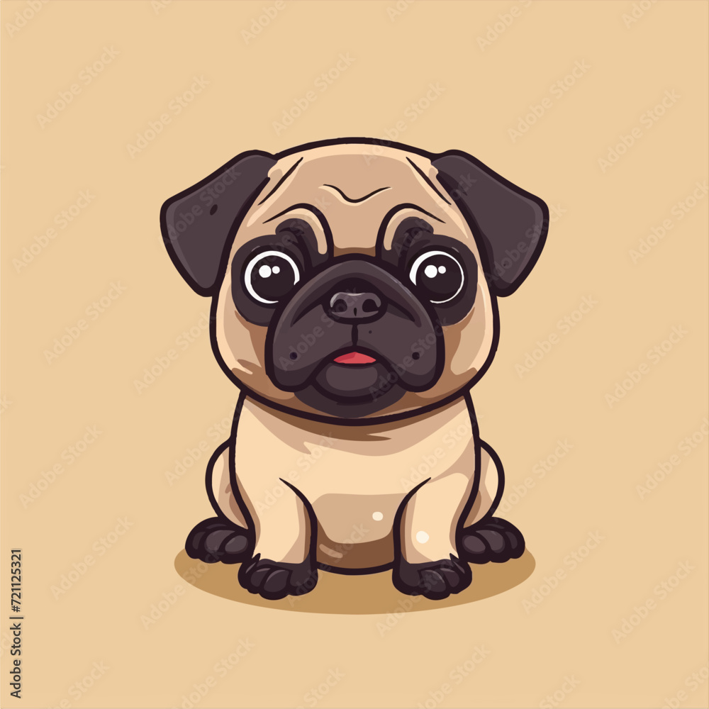  Cute Pug Dog cartoon vector illustration