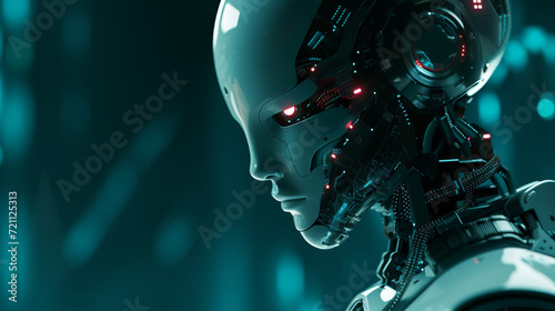 Side view of a robot head with a glowing visor, hinting at advanced AI.