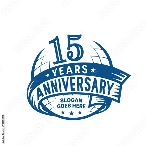 15 years anniversary design template. 15th logo. Vector and illustration.
