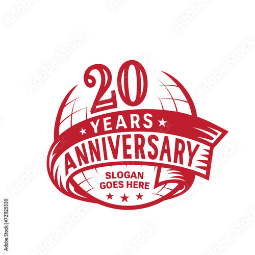 20 years anniversary design template. 20th logo. Vector and illustration.