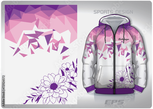 Vector sports shirt background image.purple flowers and broken glass pattern design, illustration, textile background for sports long sleeve hoodie,jersey hoodie.eps