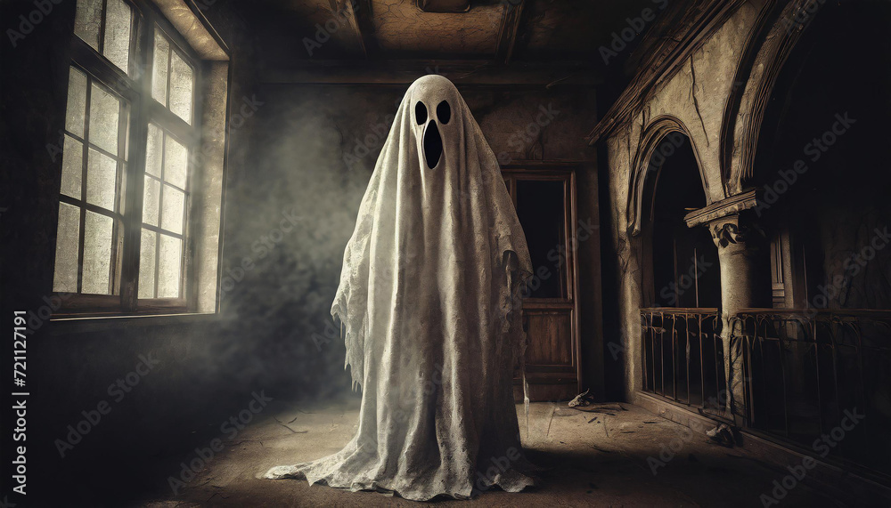 evil ghost in an old house monster dark horror scary Halloween creepy spooky