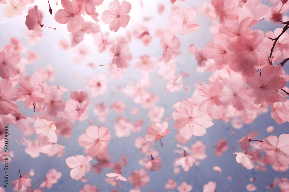 Cherry blossom petals falling in spring background Cherry blossom petals falling in spring background