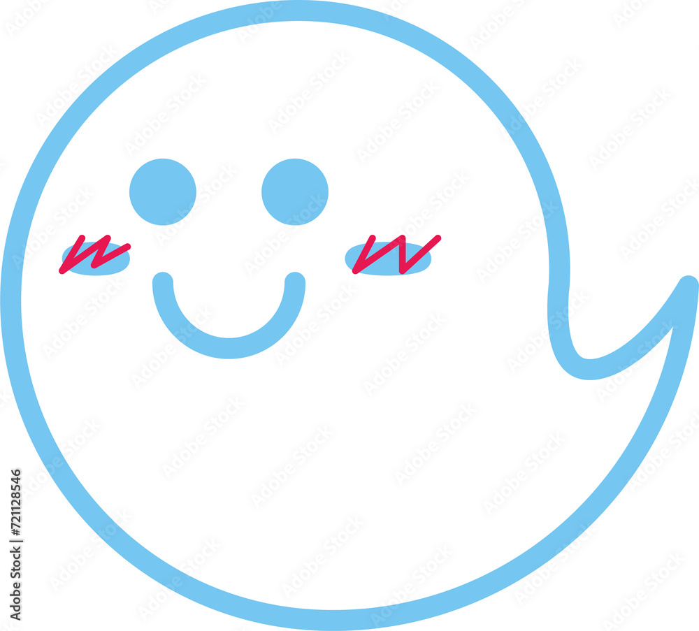 Obraz premium 青色のかわいいおばけ