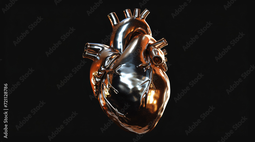 3d rendered illustration of a metallic heart