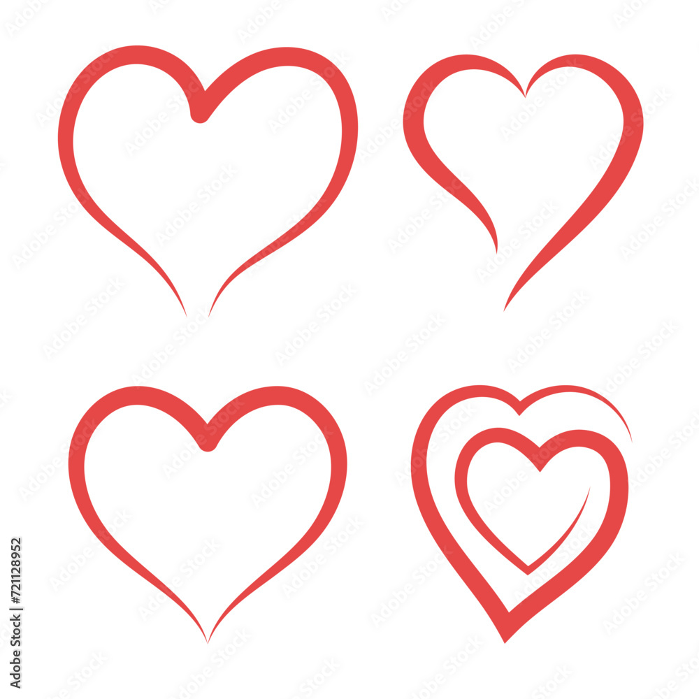 Hearts outline set