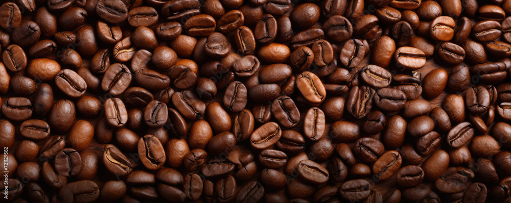 Coffee beans top view. panorama photo. Coffee beans top view. panorama photo.