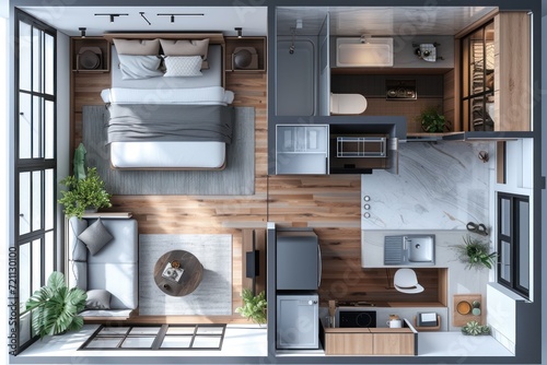 floor plans for apartments and studio homes, in the style of meticulously detailed, light cyan and dark amber