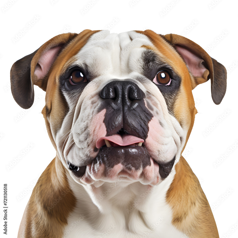 portrait of bulldog isolated on transparent background - design element PNG cutout