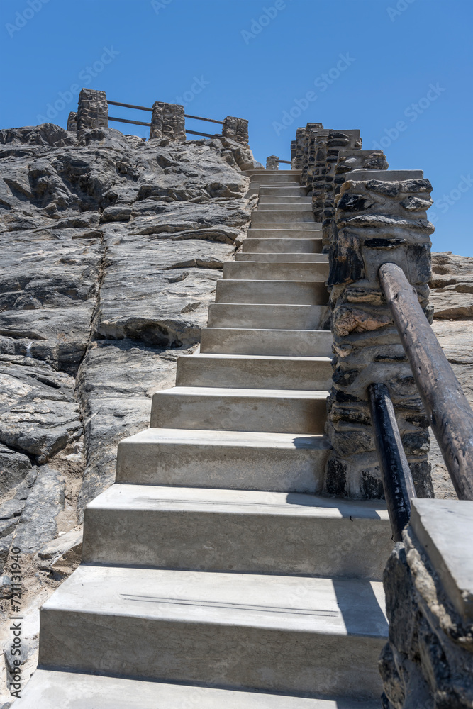 Fototapeta premium stair to historical site on Ocean shore at Diaz point, Namibia