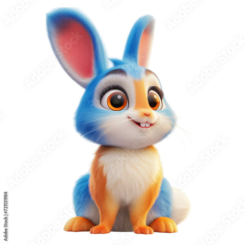 Isolated 3d cartoon funny rabbit a white background. stuffed friendly cute Easter bunny. A parody, a caricature. 3d cartoon colorful character. © Andrey Shtepa