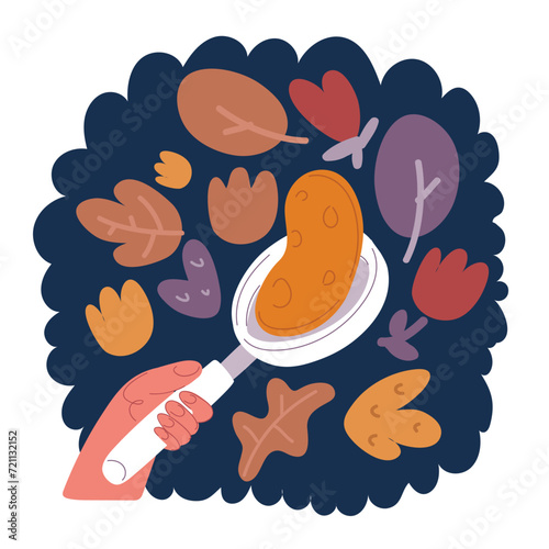 Cartoon vector illustration of Frying pan with flying pancake