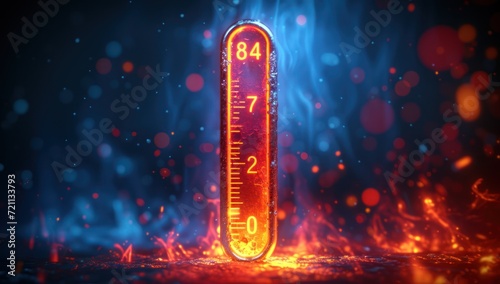  thermometer degrees celsius with a warning sign photo