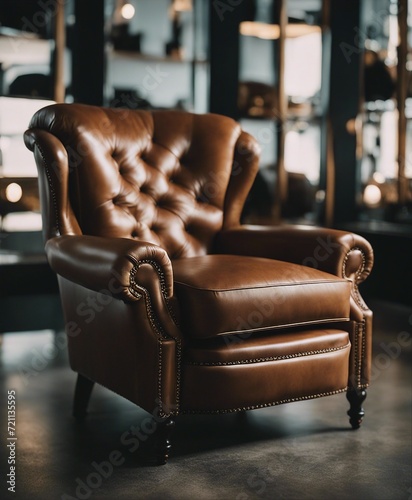 portrait of modern and luxury leather chair
