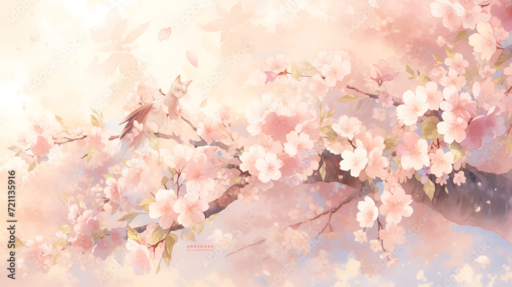 Blossoming Serenity: A Sakura Flower Background Blossoming Serenity: A Sakura Flower Background