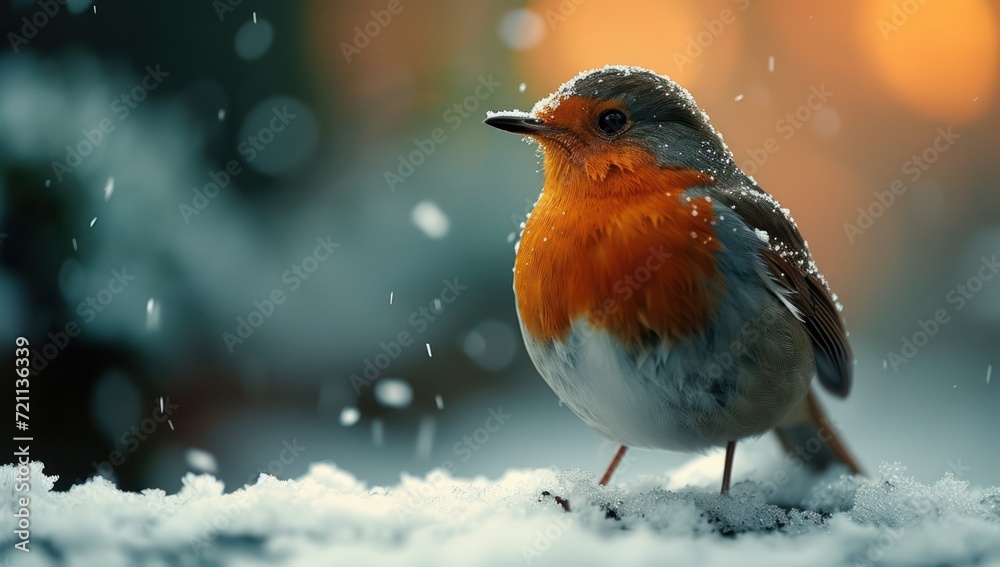 birds in the snow, in the style of nature-inspired imagery, festive atmosphere birds in the snow, in the style of nature-inspired imagery, festive atmosphere