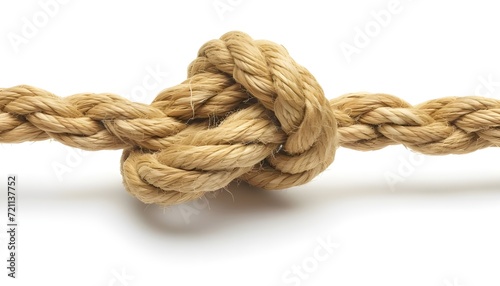 Tied up rope knot isolated on white background photo