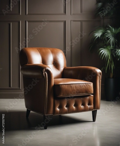portrait of modern and luxury leather chair

