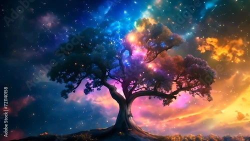 Surreal cosmic life tree photo