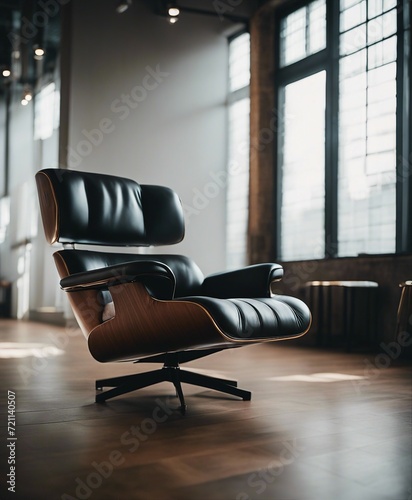 portrait of modern and luxury leather chair