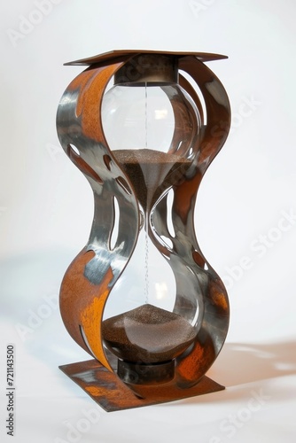 Stylish hourglass. Sand running in an hourglass, measuring the countdown time on a dark background