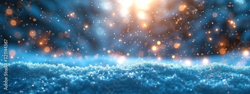 snowfall on the ground with light falling on it, in the style of light white and light indigo, soft gradient photo