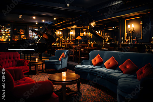 Classic Jazz Bar with Velvet Sofas and Live Music 