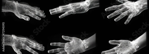 the black and white rumble hand set, in the style of flowing silhouette photo