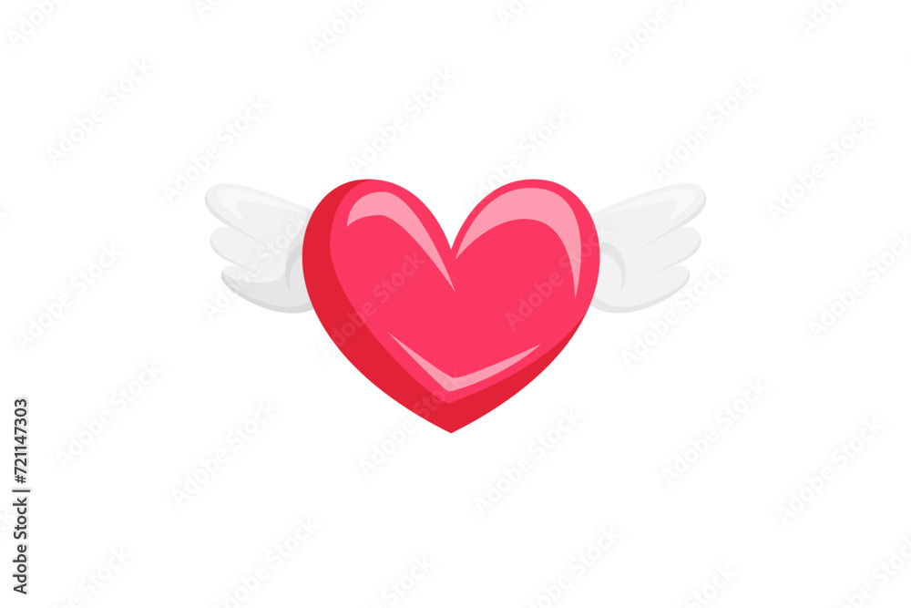 Winged Heart Retro Flat Sticker Design Winged Heart Retro Flat Sticker Design