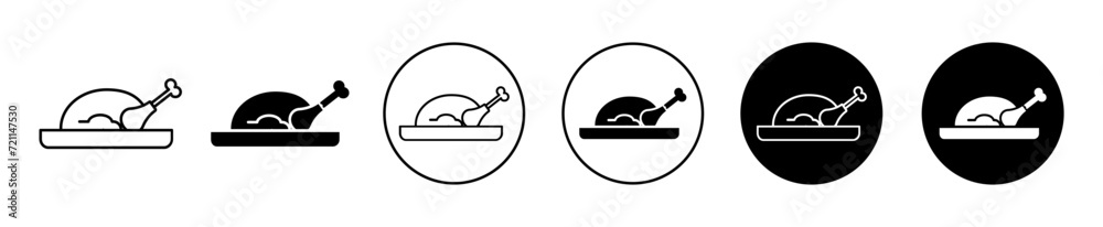 Chicken leg icon sign set in outline style graphics design - obrazy, fototapety, plakaty 