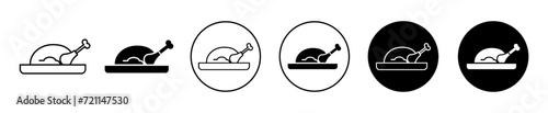 Chicken leg icon sign set in outline style graphics design